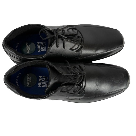 Nunn Bush KORE Pro Bike Toe Oxford Dress Shoes Black Leather 84943-001 Size 11XW